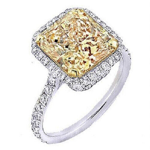1.40 Ct. Fancy Yellow Radiant Cut Diamond Engagement Ring Gia Vs2 18k Natural