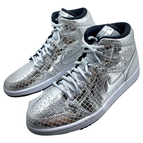 ウィメンズ Nike Air Jordan 1 Mid SE Disco llic Silver(W) Nike Women's Air Jordan 1 Mid SE Disco Metallic Silver
