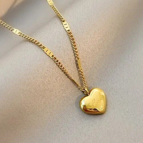 Beautiful Gold Heart Pendant Necklace Women's Fashion