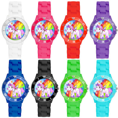 Kinder Uhr Bunte Armbanduhr Silikon Einhorn Lernuhr Mädchen Jungen Quarz Watch