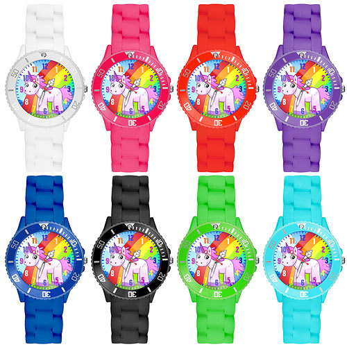 Kinder Armbanduhr Bunte Silikon Uhr Einhorn Lernuhr MÃ¤Dchen Jungen Quarz Watch