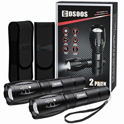 COSOOS Torcia LED 2 Pezzi con Fondina, Elettrica Torcia Potente Professionale 10