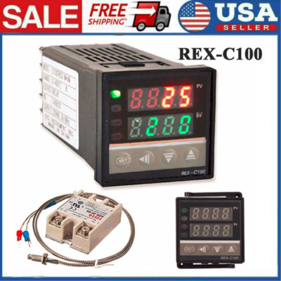 REX-C100 Digital LCD PID Temperature Controller Set+ K Thermocouple+ Max.40A SSR