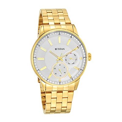 Pre-owned Titan Analog White Dial Men's Watch-np9441ym01/np9441ym01