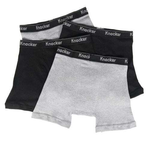 Knocker Mens 4 Pack Of Boxer Briefs Underwear 100% Cotton, Machine Washable