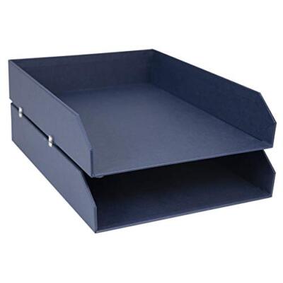 Bigso Hakan Letter Trays | Stackable Paper Tray | Pack of 2 | Blue