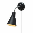 Black Wall-Mount Sconce Light Task Lamp Hardwire Plug-In Reading 6ft Clear Cord