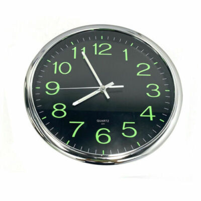 Large Wall Clock Glow In Dark Silent Quartz Indoor Outdoor Luminous Decor 12''