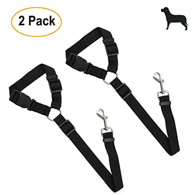 BUNDLEPRO Pack of 2 Pet Seat Belt Straps | Adjustable Headrest Safety Restraints