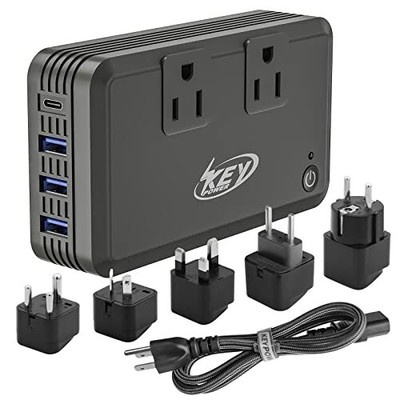 VOLTAGE CONVERTER Key Power Travel Adapter Charcoal Grey 220V to 110V KEY POWER