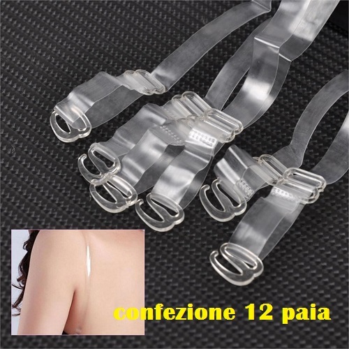 Set 12 Paia Coppia Spalline Bretelle Reggiseno Trasparenti Silicone moc