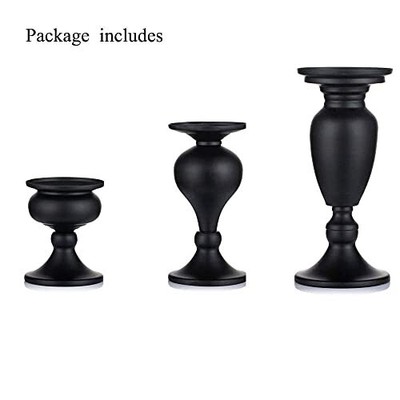 Sziqiqi Metallic Pillar Candleholder Set for Candle Centerpieces Table Mantel...