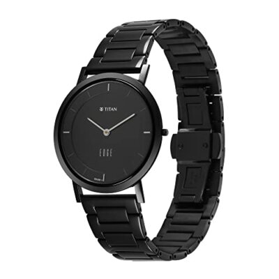 Pre-owned Titan Edge Metal Analog Black Dial Men's Watch-1595nm01