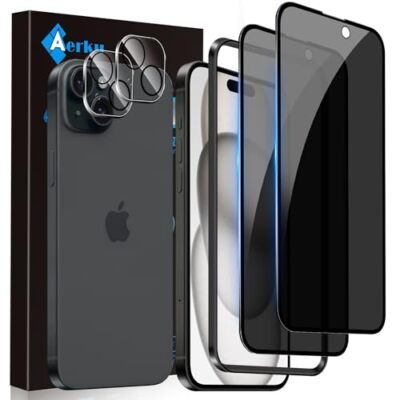 Aerku Privacy Pellicola Protettiva Copertura Totale per iPhone 15 6,1 (r9Y)
