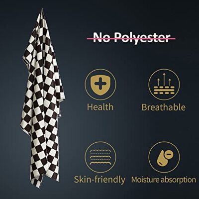 Checkered Flag Scarf Black and White Silk Scarf Square Small Handkerchief Pla...