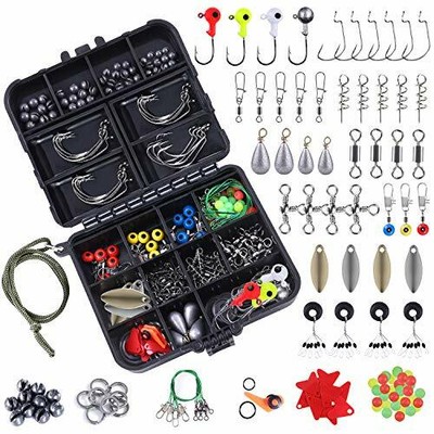 Details about / Multifunctional Fishing Tackle Kit Hooks Spoon Sinker Accessories Box Tools Set