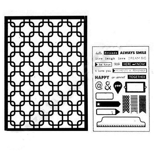 ART C ~ 27pc Clear Stamps + Adhesive Stencil Set ~ Phrases, Banners & More