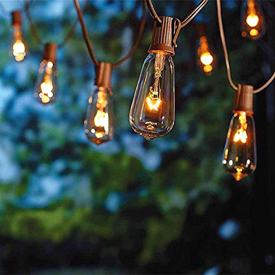 Sunsgne 20Ft Outdoor Patio String Lights with 20 Clear Edison ST40 BulbsPlus 1