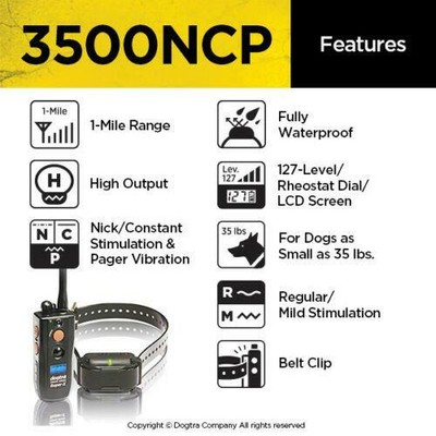 Dogtra D3500 NCP Super X Waterproof Remote Dog Training Collar 1 Mile Range