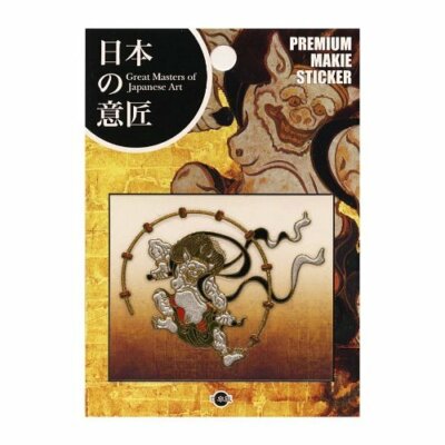 Japanese MAKIE Seal Sticker Raijin God Made in JAPAN 60 x 50mm NIPPON-06