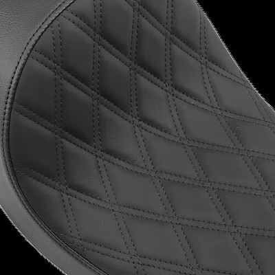 DS Black Leather Diamond Stitch Low Solo Seat for Harley Dyna Switchback 12-16