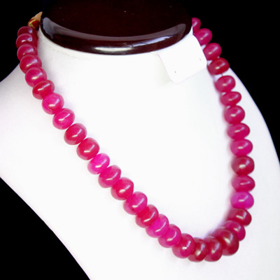 BREATHTAKING QUALITY 628.00 CTS NATURAL RED RUBY ROUND SHAPE BEADS NECKLACE (DG)