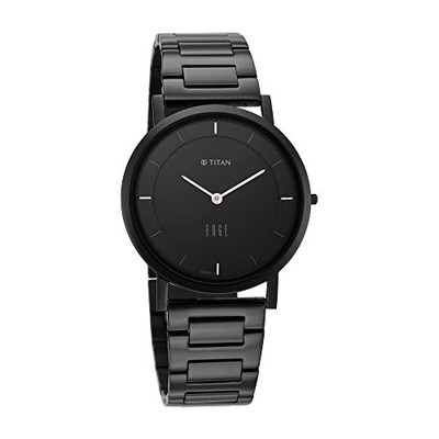 Pre-owned Titan Edge Metal Analog Black Dial Men's Watch-1595nm01
