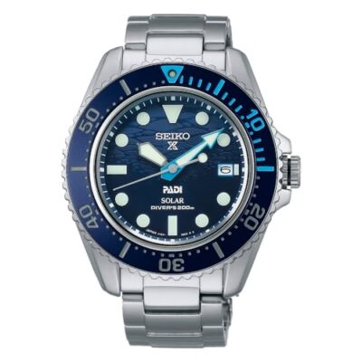 Pre-owned Seiko Prospex Sbdj057 Padi Special Edition Diver Scuba Solar Watch Blue 42.8mm