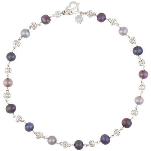 Collier Vintage Cloche Avec Perles En Porcelaine Rose - Couleur Or - Occasion