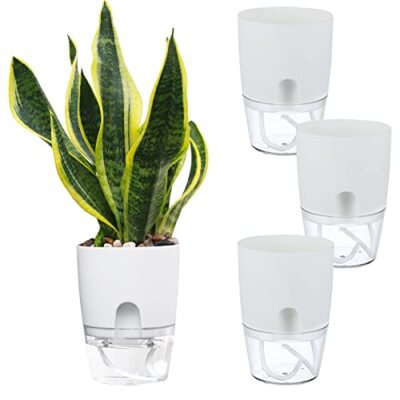4 Pack 4.1 Inch Self-Watering Planters Flower Plant Pots for Indoor House Plants