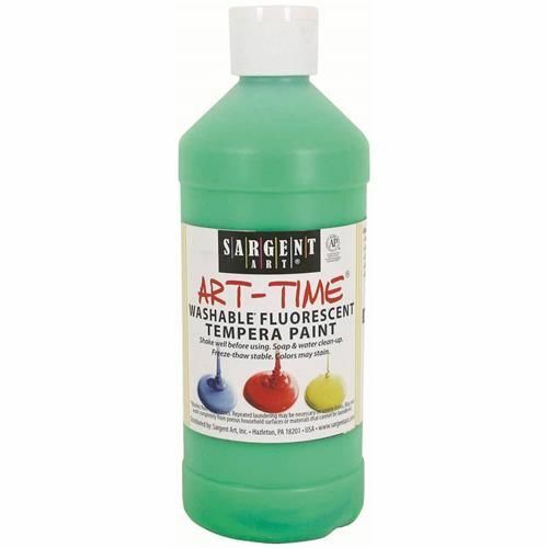 Sargent Art 16-Ounce Art Time Washable Fluorescent Tempera, Green (22-4766)