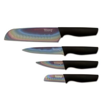 Tomodachi 4-Piece Rainbow Knife Kitchen Cutlery Set Titanium Stainless Steel