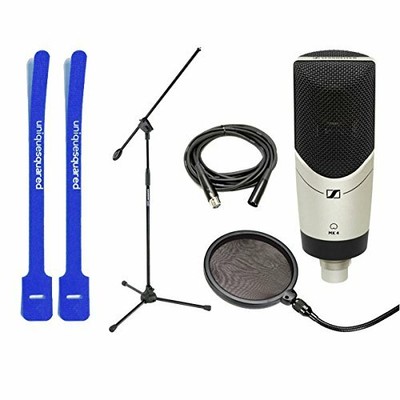 Sennheiser MK4 Cardioid Condenser Mic w/ Mic Boom Stand, Pop Filter & Cable Ties