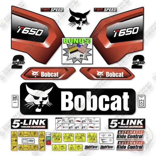 Bobcat T650 Decal Kit Track Loader - Aftermarket Kit