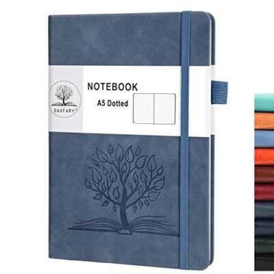 Dotted Journal Notebook with Pen Holder, Hardcover Dot Grid Notebook with Pocket