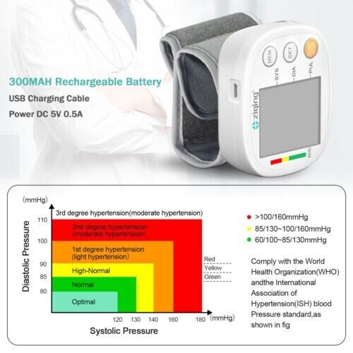 LCD Blood Pressure Monitor Wrist Heart Rate Machine Tester
