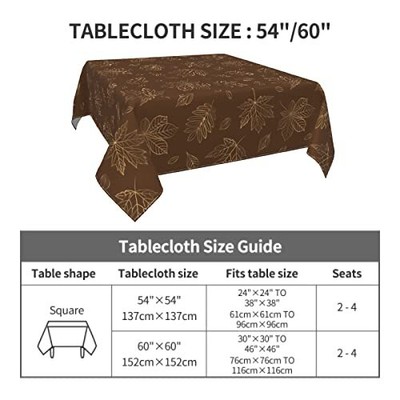 Gold Leaf Fall Square Tablecloth Dark Brown Autumn Table Cloth Table Cover Wa...
