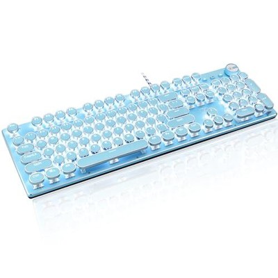 Typewriter Style Retro Wired Mechanical Gaming KeyboardVintage Steampunk Keyb...