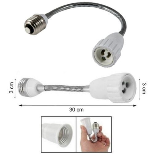 Adattatore Riduttore E27 GU10 Prolunga Flessibile Semirigida Porta Lampada moc