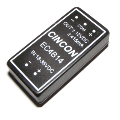 EC4B14 10-Watt DC/DC Converter, IN 18-36V, OUT +/-12V +/-415mA, CINCON