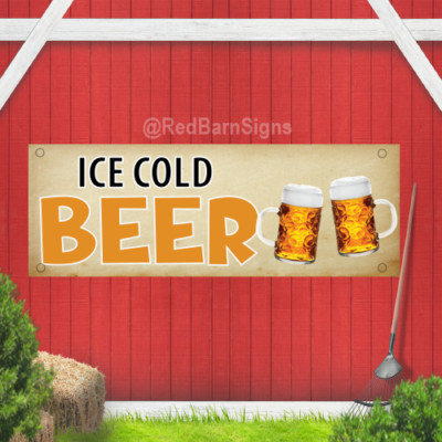 Ice Cold Beer Indoor Outdoor Vinyl Banner Sign