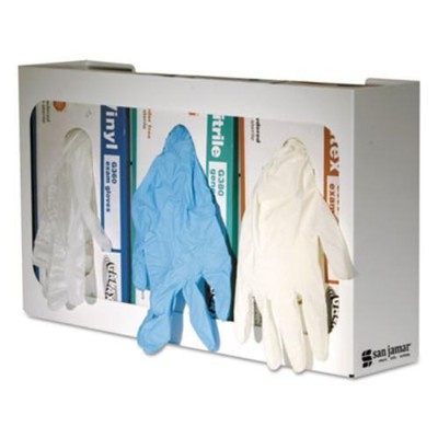 San Jamar G0804 White Enamel Disposable Glove Dispenser, Three-box, 18w X 3 3/4d