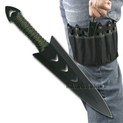 6pc Ninja Naruto Tactical Combat Hunting Kunai Throwing Knife Set W/ Sheath Case