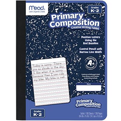 Primary Composition Notebook, Wide Ruled Paper, Grades K-2 Writing Workbook, ...