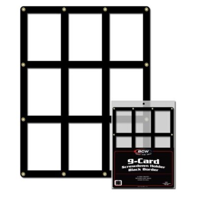9 Cards Screwdown Display Holder Black Border Hold Regular Size Cards By BCW New
