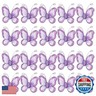 Beaupretty 50pcs Butterflies, DIY Craft Sheer Mesh Wire Glitter Butterfly with Gem for Wedding Home Decor Party (Purple)