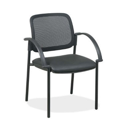 Lorell Guest Chair - Leather Black Seat - Back - Frame - 24'' X 23.5'' X 32.8''