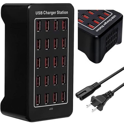 USB Charger Station, 20-Ports 100W/20A Desktop USB Charging Station, Multi-Fu...