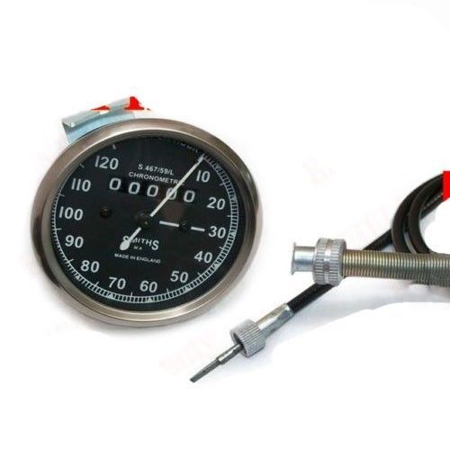 Replica Smiths Speedometer Speedo 0-120 Mph + 54" Cable BSA Royal Enfield Ariel