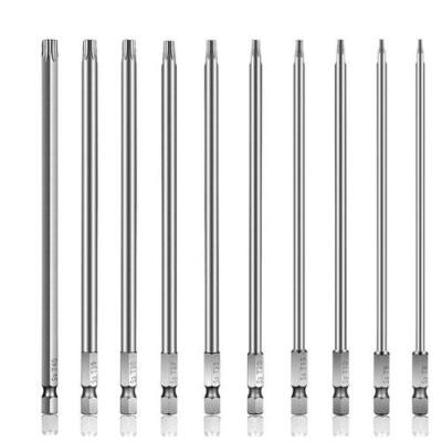 Juego de 10 puntas de destornillador Torx de 6 pulgadas de largo (T6-T40)